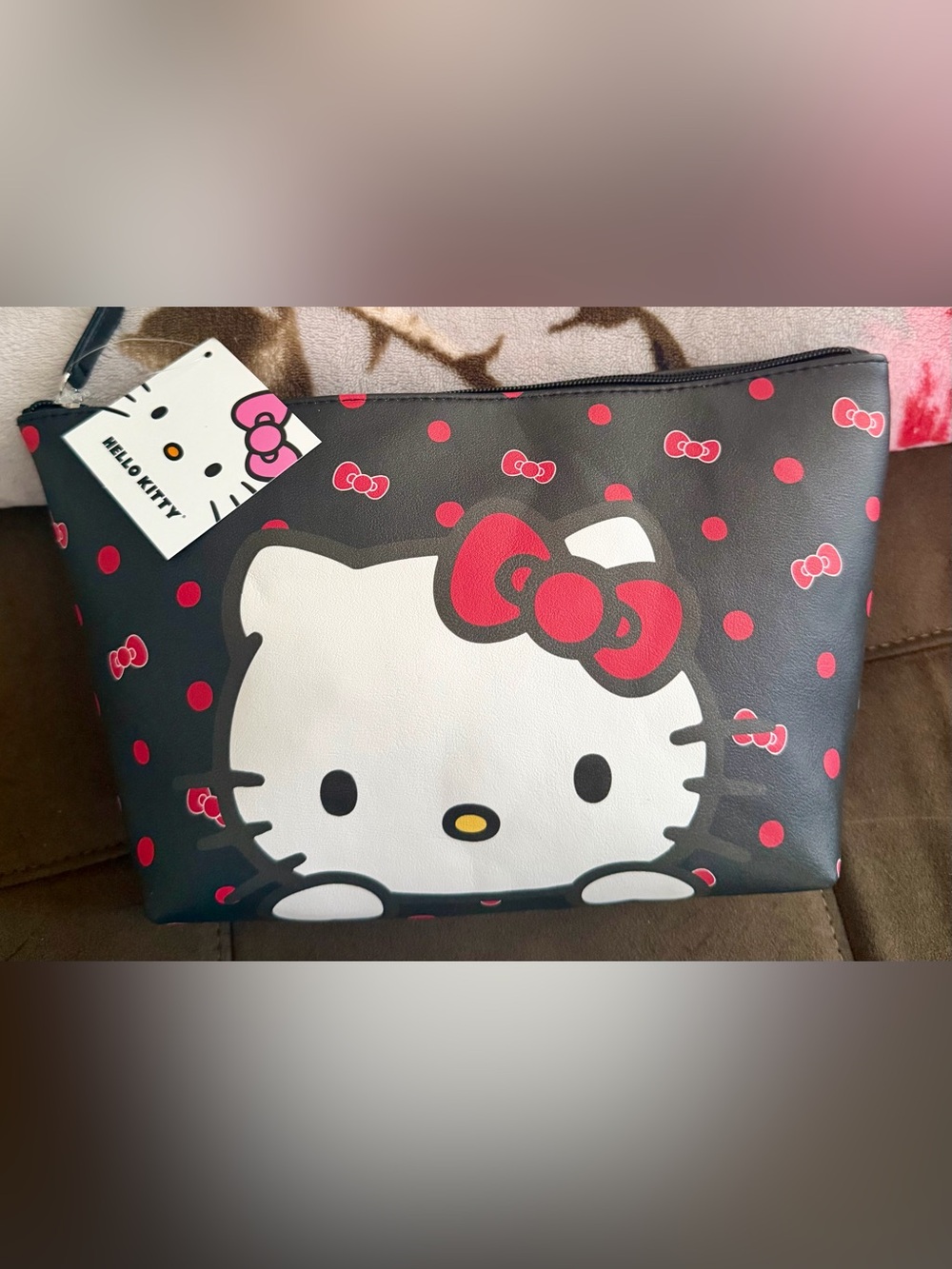 Hello Kitty Black and Pink Cosmetic Bag NWT